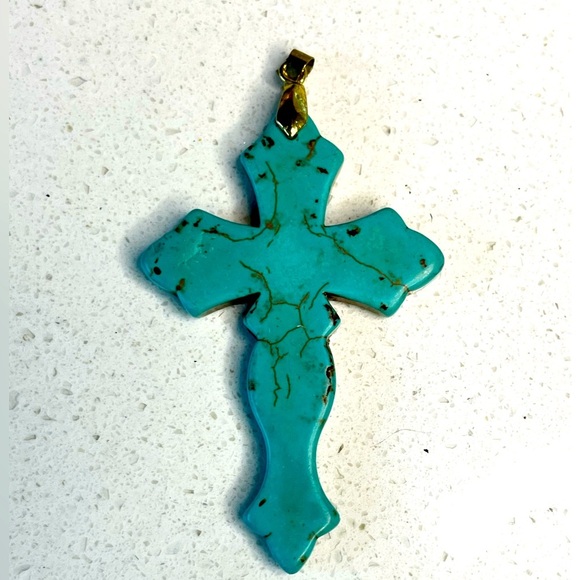 Vintage Turquoise cross charm - Picture 1 of 7